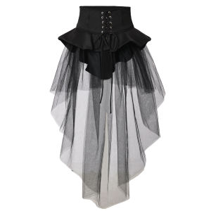 BLESSUME Steampunk Skirt Womens Tulle Skirts Waist Belt for Women Ruffles Pirate Corset Costumes