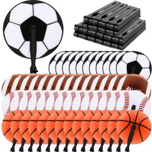 DIY Football Baseball Basketball Soccer Fans Paper Hand Fans Sports Themed Party Decorations for Birthday Baby Shower Summer