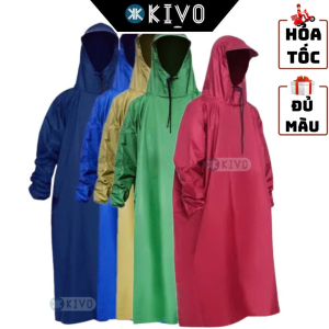Áo Mưa Vảy Da Cá Bít Kín 1 Người Cao Cấp-Áo Mưa Vải Dù Không Che Gương Không Lật Khi Gió To An Toàn Đi Xe-KIVO