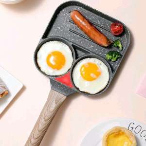 Frypan 4 in 1 Marble Coating- OMELETTE PAN GOHAPPY | Panci Cetakan kue breakfast 4 in 1 telur mie pancake paris