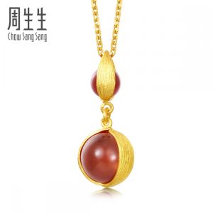 Chow Sang Sang 周生生 g* Collection 999.9 24K Pure Gold Agate Pendant 86127P