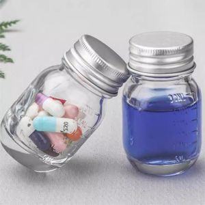 30ml 1pcs Glass Installed Pill Bottle Potion Bottle with Lid Powder Box Seal Bottle with Scale