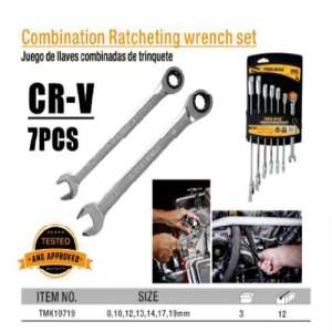 TOOLMAK Ring Pas Racet Set Combination Ratcheting Wrench Set 7Pcs TMK19719