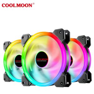 พัดลมระบายความร้อน พัดลมCoolmoonไฟวิ่งAUTO RGB