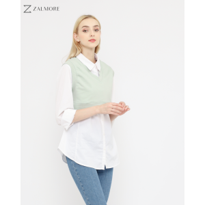 Zalmore Crop Sweater Vest Premium Luma Cotton - Vest Wanita Lembut Ringan Sejuk Anti Nerawang