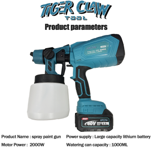 Tiger Claw Tool 1000ml Cordless Electric Spray Gun Paint Sprayer Household Disinfection Spray Gun Battery Mesin Pengecat High Power Paint Sprayer With Three Mode Nozzle Multi-Purpose Disinfection Sterilization Sprayer Ready Spot