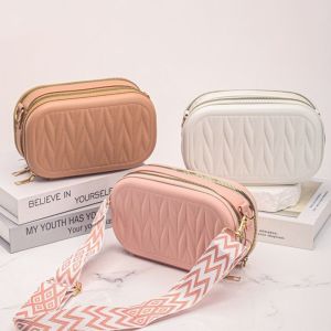 PTK52 Trendy Travel Makeup Pouch Portable PU Leather Waterproof Toiletry Organizer Vintage Large Capacity Square Cross Body Bag Casual Wear