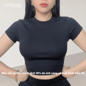VITRAN BOUTIQUE Áo Thun Croptop Cổ Tròn Tay Con Thun Borip Co Giãn Freesize Nữ Nhiều Màu Chất Liệu Thun Co Dãn Phù Hợp Mọi Hoàn Cảnh Basic Cơ Bản Đơn Giản Minimal (TC)