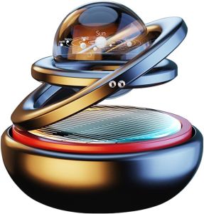 Kwak’s Solar-Powered Rotating Car Aromatherapy Auto-Spinning Ornament with Refillable Scent Pad Subtle Ocean Fragrance Ideal Gift for Men Women Dad Husband for Dashboard (Black)