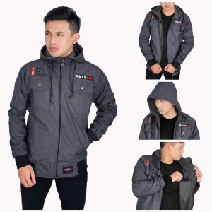 Pakaian Pria Jaket Parka  Taslan  Premium    REBEL ID HITAM