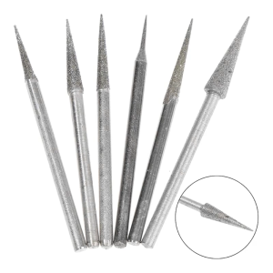6Pcs 42-50Mm Kim Cương Mài Cho Đầu Mài Kim Bits Burrs Kim Loại Đá khắc chạm Công Cụ Chân Kim