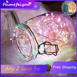 LED strip light holiday light 2 meters 20 led beads copper wire powered by 2AA battery