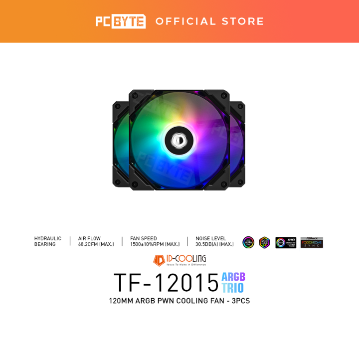 ID-Cooling TF-12025 ARGB Trio Cooling Fan - 3 in 1 set | Lazada