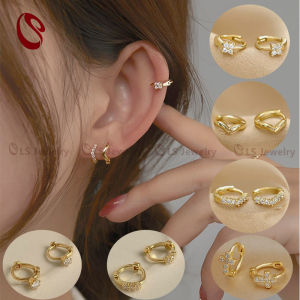 LS Jewelry 18K Gold Plated Mini Zircon Hoop Earrings Cubic Zirconia Small Piercing Earings 5474e
