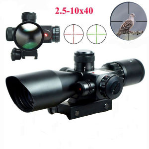 【Shipping From Philippines/COD】100% Original Tactical 2.5-10x40 Scope Red Green Illuminated Scope Optical Sight Scope with Red Laser Combo for 20mm