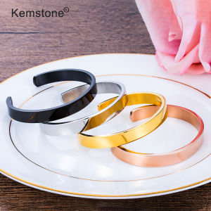 Kemstone 8MM Simple Titanium Steel Open Bangle Bracelet for Men