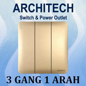 ARCHITECH INFINITY A63-K03A GOLD Sakelar/CETEKAN Lampu 3 Gang 1 Arah