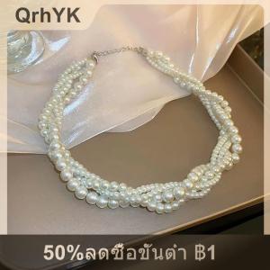 【QrhYK】 สร้อยคอโชกเกอร์ไข่มุก Twining สำหรับผู้หญิงสร้อยคอเรขาคณิตเครื่องประดับเจ้าสาวสำหรับงานแต่งงาน