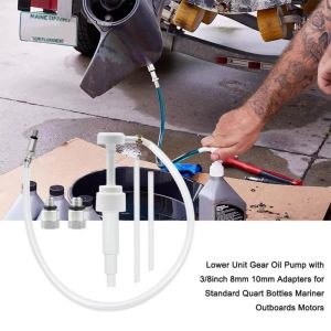 RIN9353 3/8-inch Metal Swivel Ring Lower Unit Gear Oil Pump 8cc Per Pump Stroke Adapters Transfer Gear Oil Tool Hand Pump 8CC Suction Pump Fluid Pump for Standard Quart Bottles Universal