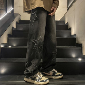 Asian Size American Hiphop Star Jeans Men Pants Mens High Street Trendy Brand Loose Straight Leg Wide Leg Pants Jeans Men Pants2026