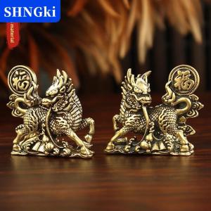 [COD] 🔥🔥🔥SHNGki 2 cái bộ Brass Fu nhân vật Kirin nhỏ trang trí nhà văn phòng copperware trà Pet trang trí