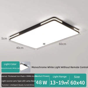 Oasissglivemall [Remote Control] 3 Light colors Changeable Rectangular Atmosphere Modern Led ceiling Lights for Living Room Dining Room Bedroom White/Black Ceiling Lamp Fixtures