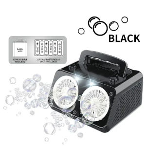Automatic Bubble Machine Upgrade Electric Bubble Blower with 2 Fans 50000+ Bubbles Per Minute Bubbles Portable Bubbles Maker Powered by Plugin/Battery for Indoor Outdoor Xmas Party Birthday Wedding