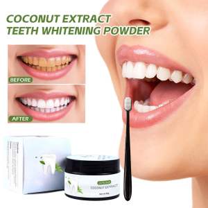 SG Stock Coconut Extract Teeth Whitening Toothpaste Powder Baking Soda Relieves Tooth Swelling Pain Clean Oral 50g