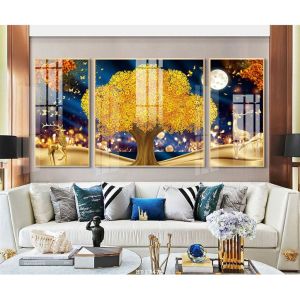 Tranh Hươu Vàng Tài Lộc Tranh Canvas Tranh Tráng Gương Tranh Phòng Khách Tranh Decor Phòng