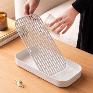 ชุดบรรจุภัณฑ์ ถาดรองระบายน้ำสองชั้น ถาดวางจาน มีตะแกรงรองน้ำ ถาดวางช้อนส้อม ถาดวางผักและผลไม้ รวม 30 ครัว