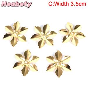 Heabety 50Pcs Set Vintage Metal Flower Filigree Slice Charms Jewelry DIY Craft Findings