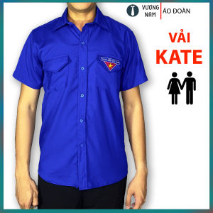 Áo sơ mi đoàn thanh niên Việt Nam form chuẩn đẹp màu xanh truyền thống chất LỤA và KATE VNO141