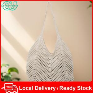 [Local Delivery] Women Knitting Shoulder Bag Hollow Out Aesthetic Hobo Bag Ladies Daily Handbag