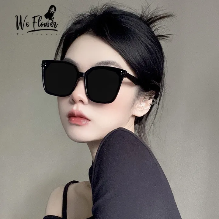 We Flower Korean Big Black Square Frame Sunglasses for Women