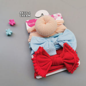 BANDO BAYI PEREMPUAN BANDANA ANAK CEWEK KOREA MOTIF BULAT PITA 3in1 AKSESORIS BALITA IMUT AK37