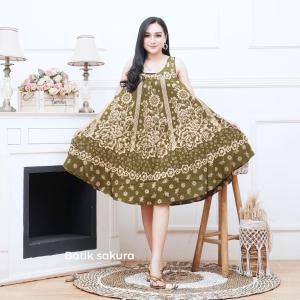 Daster Yukensi Vania Motif Printing Batik sakura Pekalongan Baju Dress Piyama Midi Wanita Tidur Bali  Bumil Busui