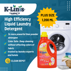 Kalinisan K-Linis High Efficiency Liquid Detergent with Fabric Conditioner Soft Floral 1200 ml Bottle