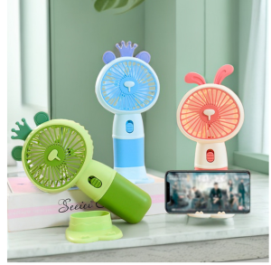 super strong hk-59-8A cartoon cute hand-held USB rechargeable electric desktop mini fan outdoor portable
