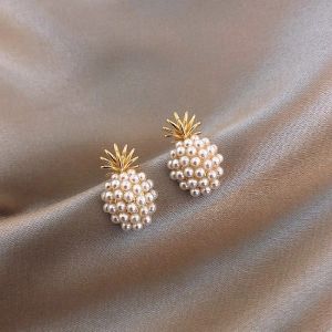 Frascati Geometric Pearl Women Classic Stud Earrings Pineapple Pearl Earrings Female Fashion Jewelry