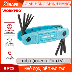 Bộ lục giác gấp gọn (1 bộ = 8 cái) làm bằng thép hợp kim CR-V Workpro - WP222033