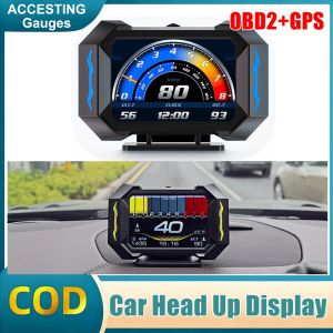 🔥Local Delivery🔥P25 Car OBD2+GPS Heads Up Display Meter Digital Scanner Alarm Speed ​​Gauge Display HUD Water Temp RPM Turbo Boost