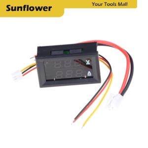 🎀🎁【Special price】Sun มาตรวัดแรงดันไฟฟ้า10A DC 100V แอมป์มิเตอร์สีน้ำเงิน + ไฟ LED สีแดง