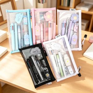 GURUNGMANI 9pcs/Set Plastic Stationery Set 9-in-1 Writing Tool Kit Durable Gel Pens Students