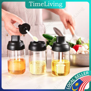 Integrated sealed Glass Spice Jar Set Seasoning Bottle Salt Sugar Honey Bottle Kitchen Condiment Jar Botol Rempah Botol Garam Gula Madu 香料罐 调味料罐 [D07]