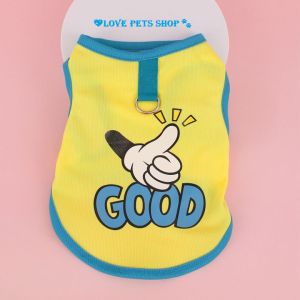 Áo ba lỗ hoạt hình kèm khoen móc dây dắt cho Chó Mèo (mẫu mới) - Love pets shop