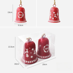 Set of 2 Wrought Iron Horn Opening Christmas Bells Bells Hand Ringing Large Bells Christmas Tree Decorative Pendant