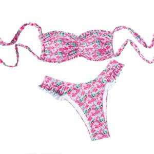 Phụ Nữ Của Hoa Ruffle Bộ Đồ Tắm Hai Mảnh đồ bơi họa tiết kẻ 2 Mảnh Bộ Tankini Co Giãn nhanh khô Vải