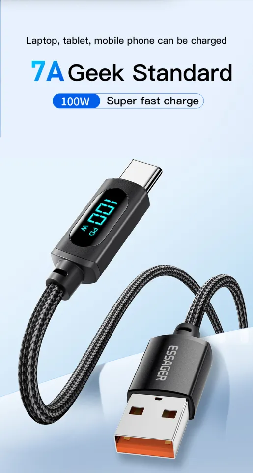 Essager 7A 100W USB to Type C Cable Digital Display QC PD Fast