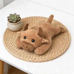 DOWNA Thực tế Búp bê bê con 20cm Lông xù Thú nhồi bông hình con bò Dễ thương Chất liệu mềm mại Đồ chơi nhồi bông con bò nhỏ Quà tặng cho trẻ em