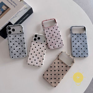 Phone Case For iPhone 17 Pro Max Plus 16 15 14 13 12 11 Fabric TPU Cow Polka Dot Cover Classic Couple Korean Aesthetic